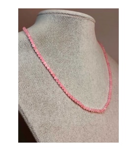 Pembe Kuvars Taşı 3mm Kolye (SABİT KLİPSLİ) (41245)