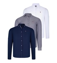 ÜÇLÜ SET G674 DEWBERRY ERKEK GÖMLEK-LACİVERT-BEYAZ-KOT MAVİSİ (Karışık)