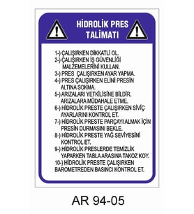 İŞ GÜVENLİĞİ UYARI LEVHASI 1 ADET PVC 21 X 29CM