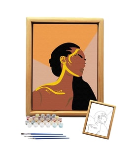 Sayılarla Minimalist Ahşap Çerçeveli Tablo Setleri 21 x 27 cm Tuval Şasesine Gerili Kadın Portresi
