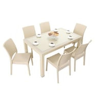 Mandella Elit Rattan 90x150 Elit Sandalye Camlı Masa Takımı ÇÖLBEJİ