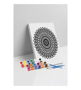 Oval Çiçek Mandala Tuval Boyama Seti 40x50 cm