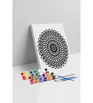Oval Çiçek Mandala Tuval Boyama Seti 40x50 cm