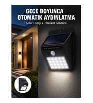 Mey İthalat® Su Geçirmez 20 LED Solar Aydınlatma Dış Mekan için PIR Hareket Sensörü ile Akıllı Işı