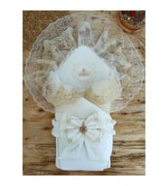Sahra Stars Taçlı Erkek / Kız Bebek Unisex Kundak Ekru