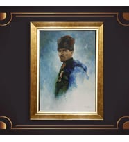 Özel Seri Paspartulu Çerçeveli Atatürk Tablo l381 (Gold)