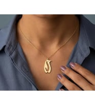 Sevimli Penguen Figürlü Kolye 925K Gümüş (Gold)