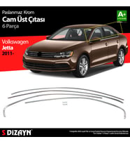 VW Jetta Krom Cam Üst Çıtası 6 Prç. 2011-2019
