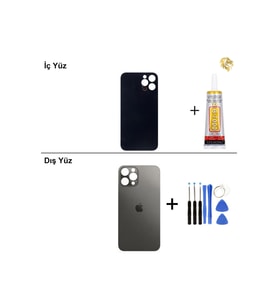 iPhone 12 pro Grafit Arka Kapak Arka Cam Batarya Kapağı Lazer Kesim Kapak Pil Kapağı + B-7000 Yapıştırıcı + Tamir Seti