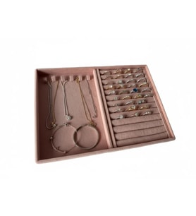 Rio Model Süet Kumaş Pembe Renk 24/34 Cm Tırnaklı-Sosisli Takı Sergileme Standı