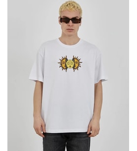 Erkek Kısa Kol Yazlık Tişört Bisiklet Yaka Baskılı Oversize T-Shirt - Beyaz