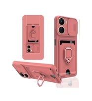Mey İthalat® Vivo Y16 Kılıf Zuma Kartvizitli Yüzüklü Silikon - Pembe