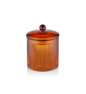 The Mia Striped Borosilikat Cam Şekerlik Amber 9x9x11 cm