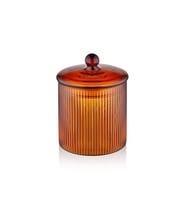 The Mia Striped Borosilikat Cam Şekerlik Amber 9x9x11 cm