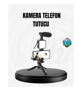 Mey İthalat® Profesyonel Vlog Çekim Kiti LED Işıklı Tripod Mikrofonlu Telefon Seti