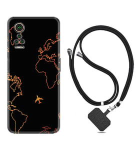 General Mobile GM 21 Pro GM 22 Pro Plus Kılıf Boyun Askılı Silikon Harita ve Uçak 1777