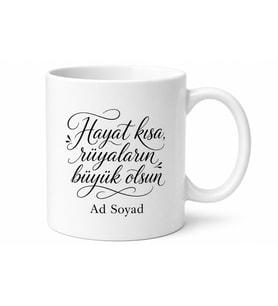 Rika Yazı Temalı Baskılı Kupa Bardak Hediye Özel Tasarım Porselen Mug