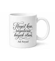 Rika Yazı Temalı Baskılı Kupa Bardak Hediye Özel Tasarım Porselen Mug