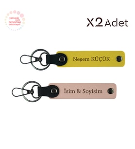 Çocuğa Karne Sürprizi, İsim & Soyisim Kişiselleştirilmiş 2’li Anahtarlık, Yavru Ağzı-Sarı