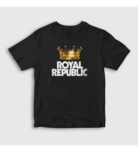 Presmono Unisex Çocuk Siyah Crown Royal Republic T-Shirt 377758tt