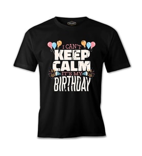 My Birthday Tshirt with Balloons Siyah Erkek Tshirt