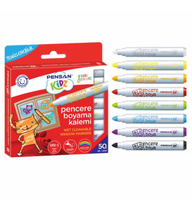 Pensan Kidz Temizlenebilir Pencere Markör Kalemi 8'li PE99925