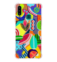 PrintiFy Samsung Galaxy A20S Uyumlu Retro Color 6 Baskılı Şeffaf Köşe Korumalı Antişok Kılıf