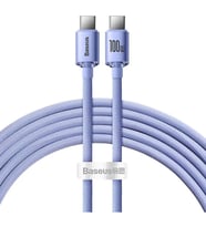 Baseus Crystal Shine 100W 2 Metre Type-C to Type-C Hızlı Şarj Data Kablo (Mor)
