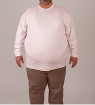 Boldman Büyük Beden Erkek Battal Düz Beyaz %100 Pamuklu Bisiklet Yaka Sweatshirt