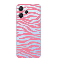 Xiaomi REDMI 12 Uyumlu Pembe Zebra Desenli Şeffaf Telefon Kılıfı