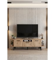 TV Sehpası 160 cm Modern 3 Kapaklı Tv Sehpa Çok Amaçlı Konsol Ünitesi Mira 5038 Beyaz