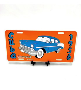 Dekoratif Plaka Cuba Chevrolet Chevy 1956 Turuncu (Karışık)