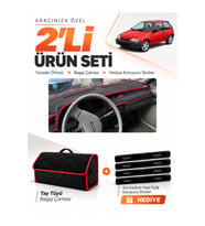 e-biz SUZUKI SWİFT (1988-1994) Uyumlu Torpido Örtüsü + Tay Tüyü Çanta - Siyah-Kırmızı - SZ002