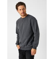 Metalic Erkek Antrasit Basic Bisiklet Yaka Sweatshirt