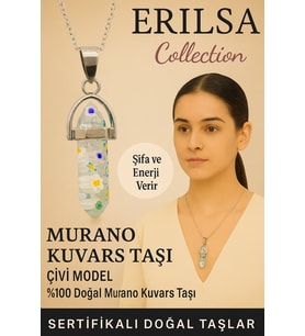 Sertifikalı Çivi Model Beyaz Murano Kuvars Doğal Taş Kolye – Mutluluk Enerji Şıklık ve Huzur Taşı (Çok Renkli)