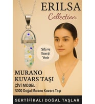 Sertifikalı Çivi Model Beyaz Murano Kuvars Doğal Taş Kolye – Mutluluk Enerji Şıklık ve Huzur Taşı (Çok Renkli)