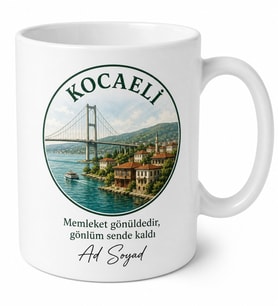 Kocaeli Memleket Temalı Kişiye Özel Baskılı Kupa Bardak Hediye