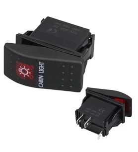 Kabin Sembollü Işıklı 3 Pinli On-Off 12-24V Marin Switch