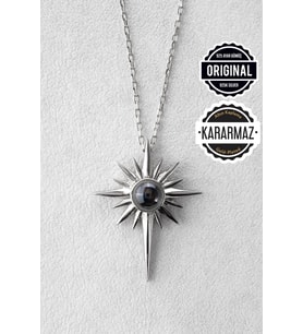 Jewelmim Gümüş Yüz 100 Dilde Seni Seviyorum Beyaz Altın Kaplama 925 Ayar Kadın Gümüş Kutup Yıldızı Kolye (Beyaz)