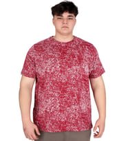 Mode XL Büyük Beden Erkek T-Shirt Bisiklet Yaka Aşındırma Baskı U20037 Bordo