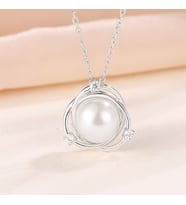 Monemel Kristal Taşlı İnci Gümüş Kolye (Altın Kaplama)