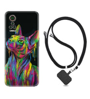 General Mobile GM 21 Pro GM 22 Pro Plus Kılıf Boyun Askılı Silikon Color Cat 1754