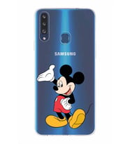 Samsung Galaxy A20s  Kapak Mickey Mouse Tasarımlı Şeffaf Silikon Kılıf