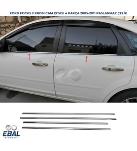 Ford Focus 2 HB Krom Cam Çıtası 4 prç. 2005-2011 Paslanmaz Çelik