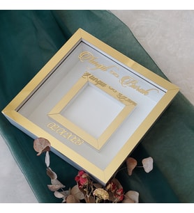 Beyaz-Gold 25x25 Cm Fotoğraf Bölümlü Verda Anı Çerçevesi-6 cm Derinlikli Anı Çerçevesi(Fotoğraf Hediye)