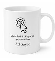 Mouse Tıklama Oku Çizimli Dijital Kupa Bardak Bilgisayar Temalı Hediye