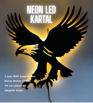 Kartal Figürü - Işıklı Dekor Ürünü - Adaptörlü (Siyah & Beyaz)