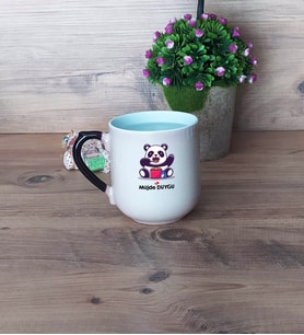 Sevimli Panda Kupa Bardak Sihirli Oval Fotoğraflı Doğum Günü Hediyesi