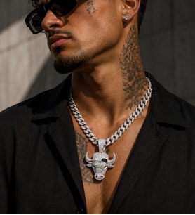 Hip Hop Iced Out Boğa Kafası Pendant Küba Zincir Kolye