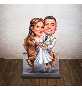 KİŞİYE ÖZEL KARİKATÜR BİBLO at üstündeki çift